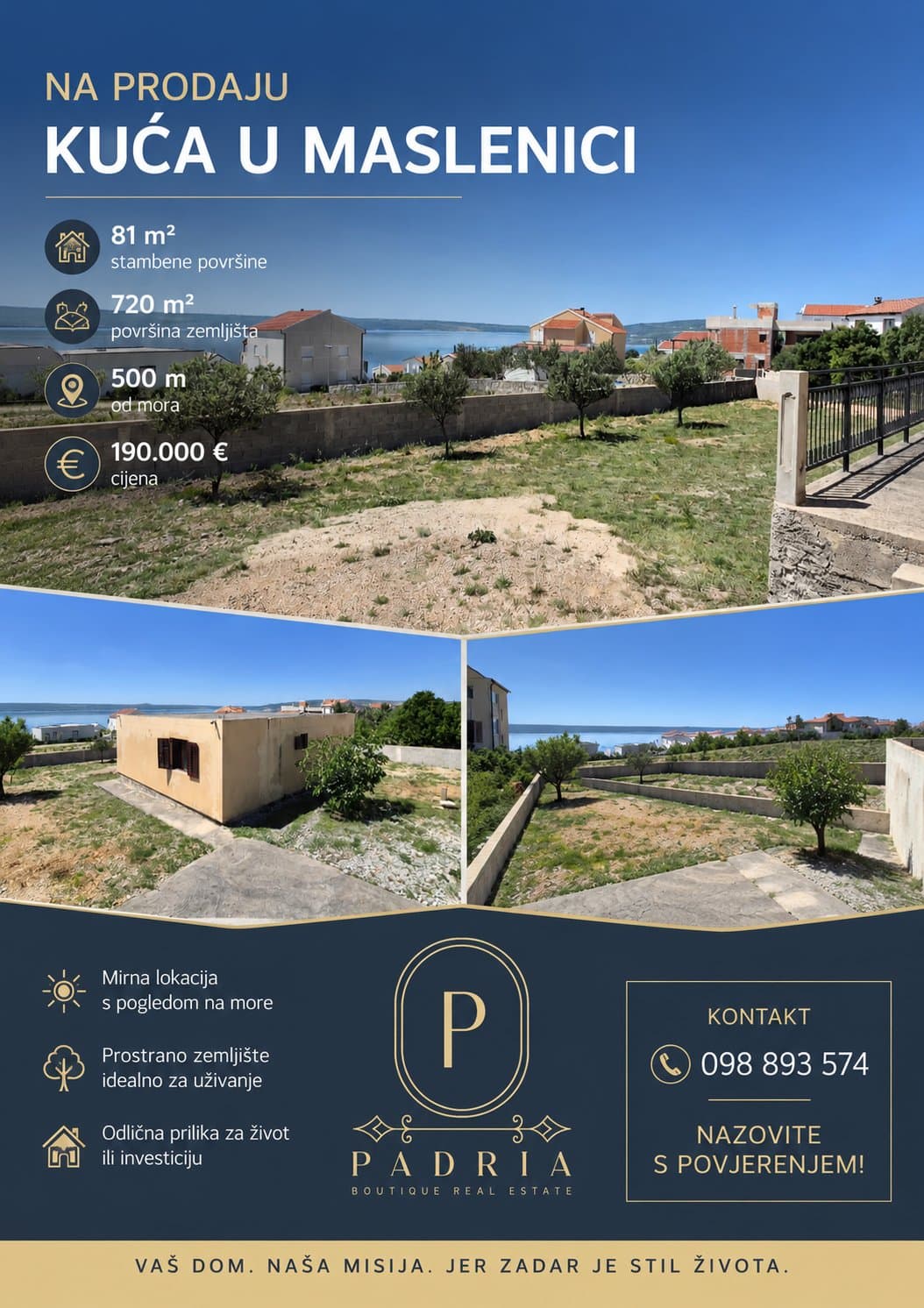 Kuća – 81 m² – Maslenica - kuća prekrasan panoramski pogled udaljenost 500 m od mora – Zadar, Zadarska