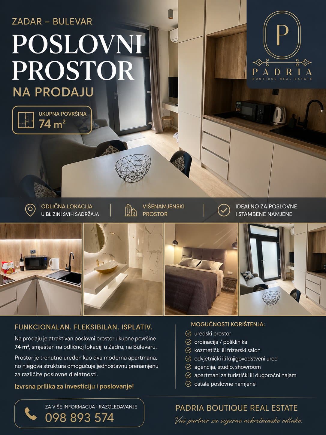 Apartman – 74 m² – BULEVAR- poslovni prostor 74 m2 na atraktivnoj lokaciji – Zadar, Zadarska